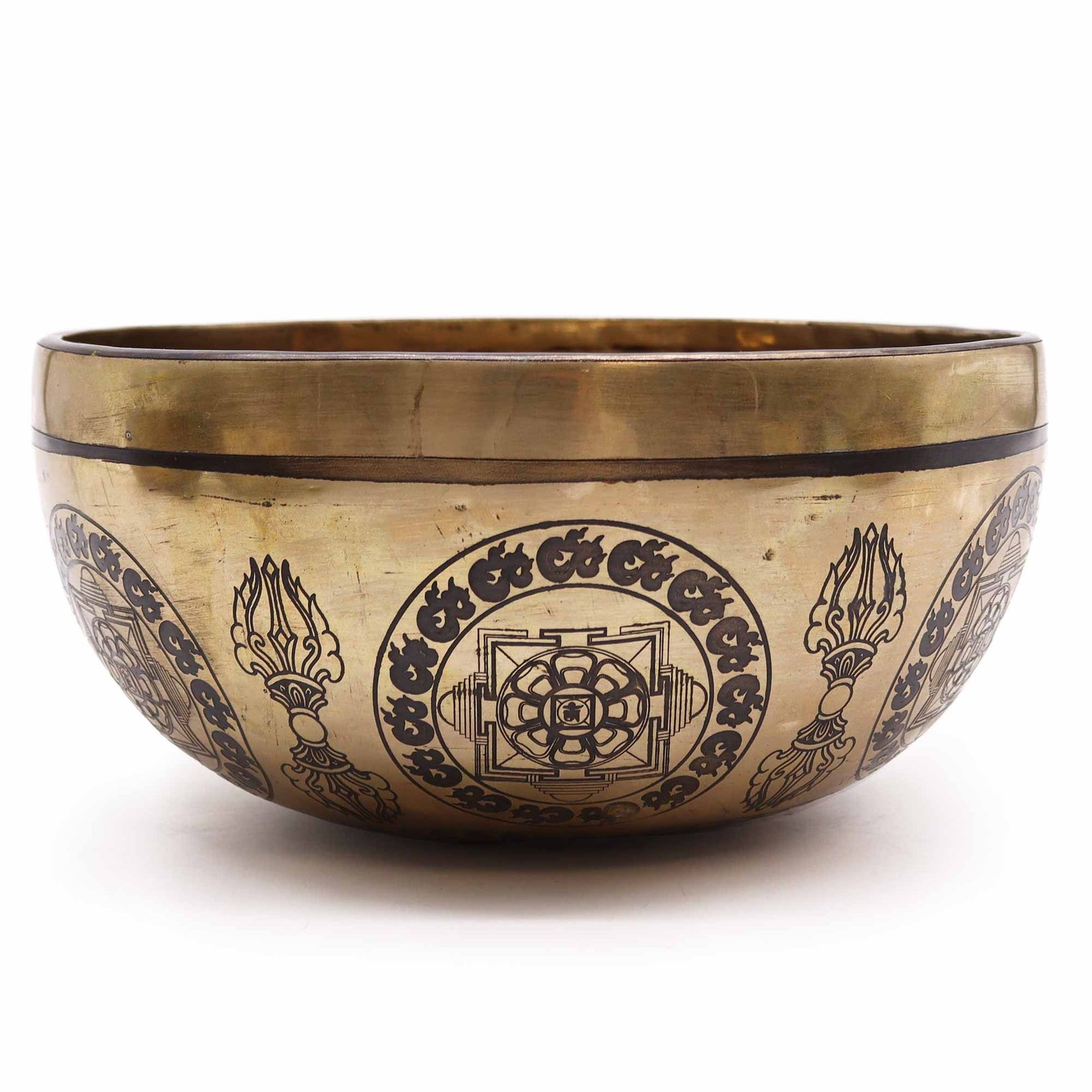 21cm Tibetan Healing Engraved Bowl - 5 Buddhas