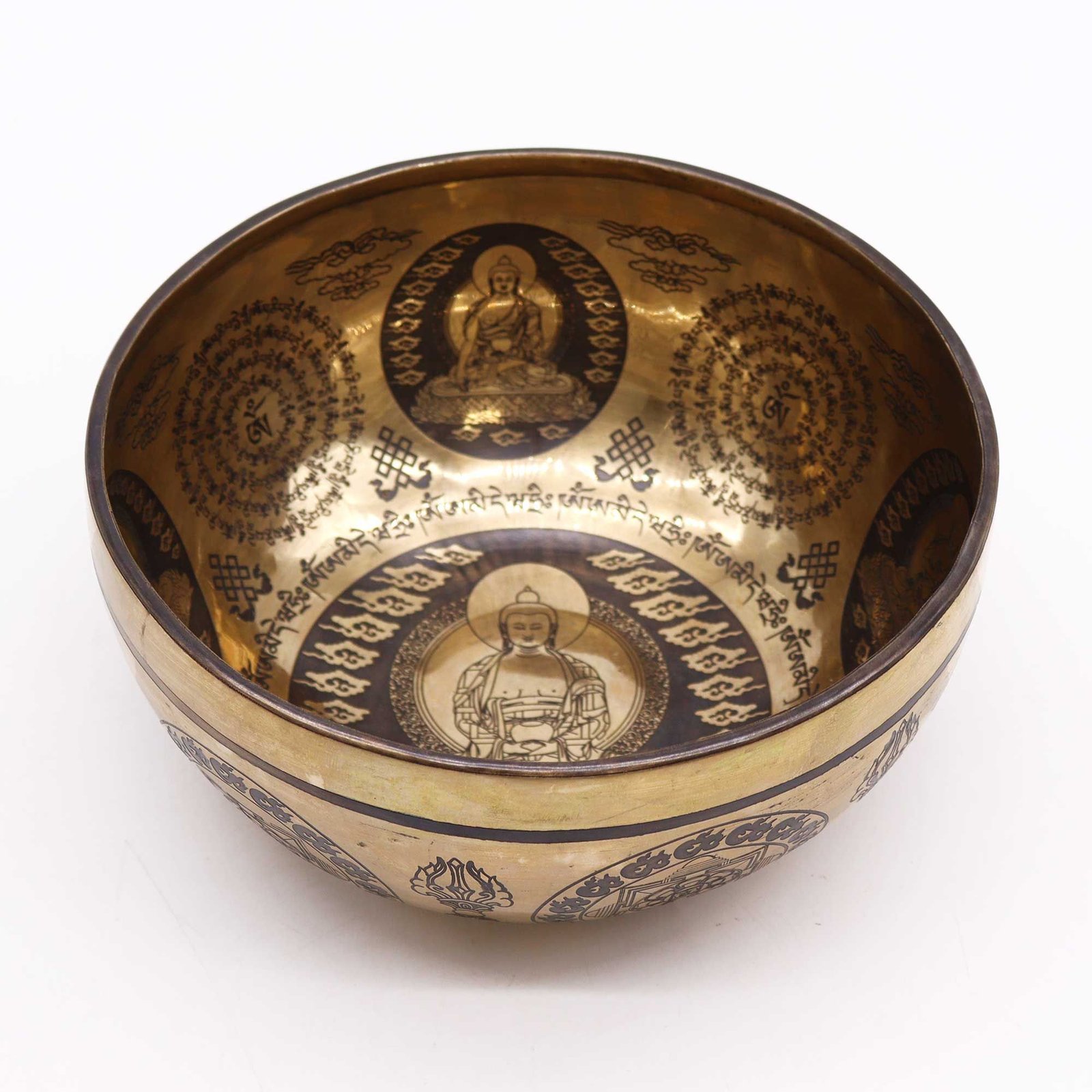 21cm Tibetan Healing Engraved Bowl - 5 Buddhas - Image 2