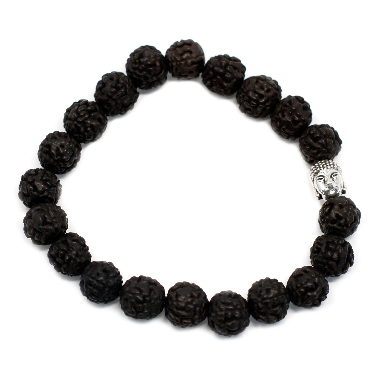 Rudraksha Buddha Bangle Mala - Dark (20 Beads)