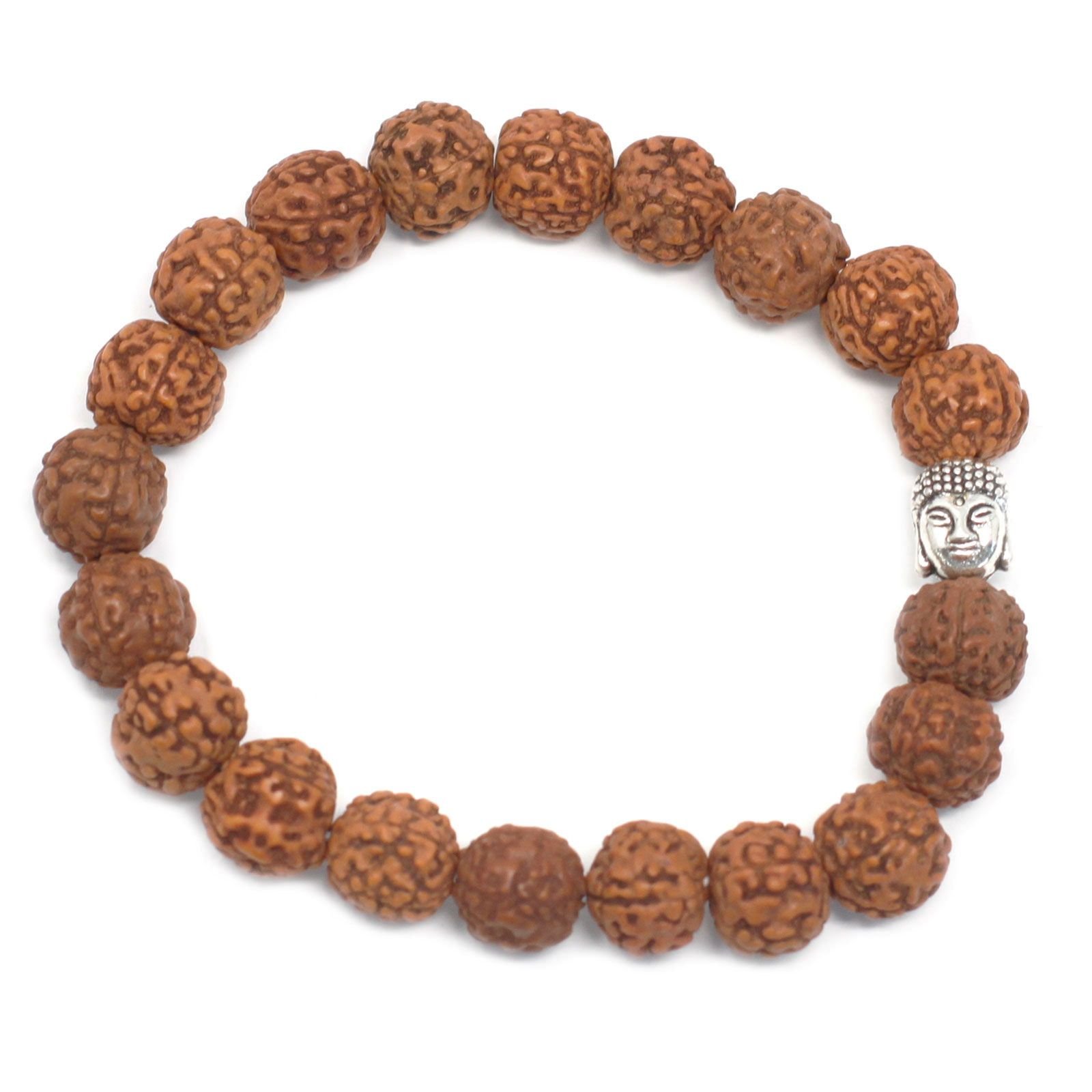 Rudraksha Buddha Bangle Mala - Brown (20 Beads)
