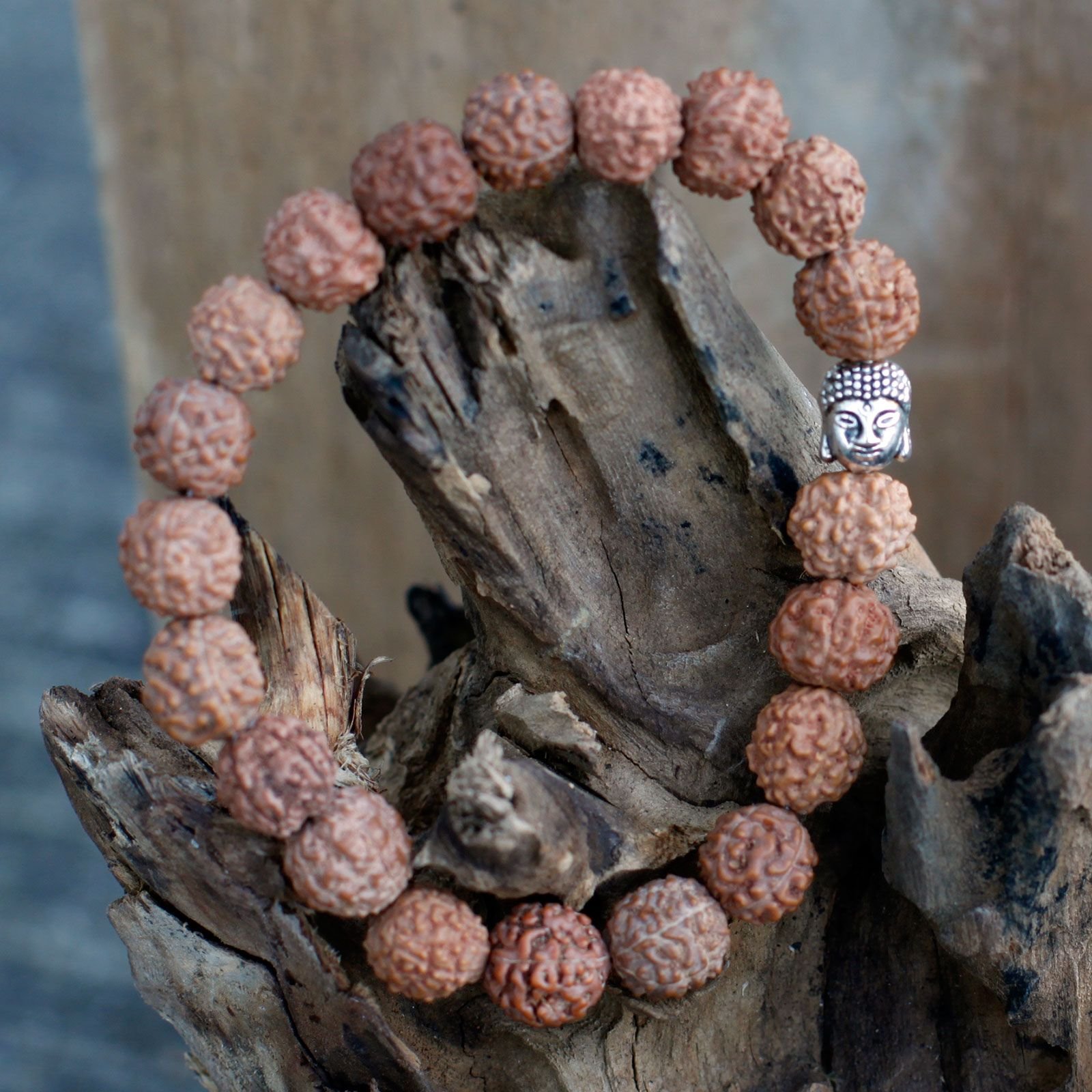 Rudraksha Buddha Bangle Mala - Brown (20 Beads) - Image 4