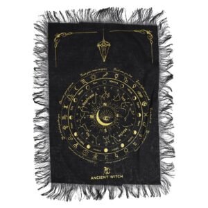 Ancient Witch Pendulum Divination Cloth - All Seeing Eye - Black & Gold